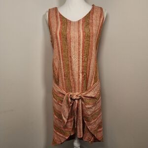 DREW By Anthropologie Striped Mini Dress with Tie Front Medium